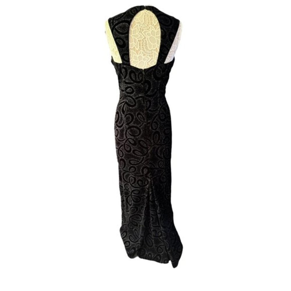 Vintage Scott McClintock 90s Glittery Black Velvet Shimmer Maxi Dress Womens 14 - Picture 2 of 15